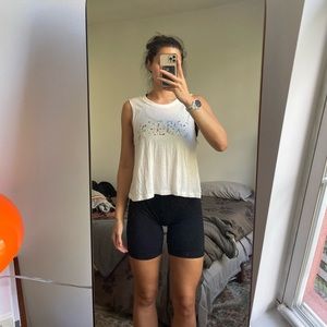 Spiritual Gangster White with Floral Logo High Neck Tank Top (L)